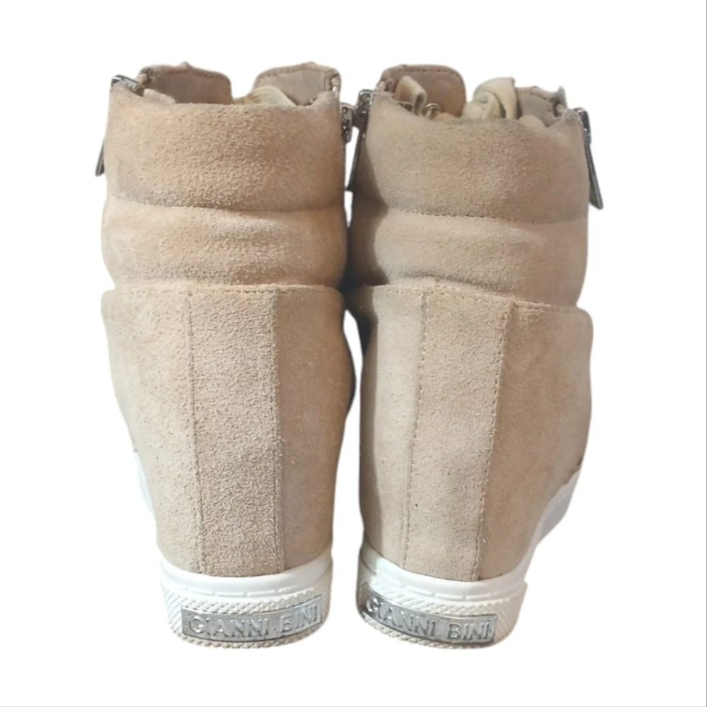 Gianni Bini Beige/Tan Suede Platform Sneakers High Tops size 8.5